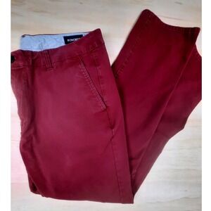 Bonobos Mens Washed Chinos Burgundy Red Flat Front Pants 36x32 Tailored Fit